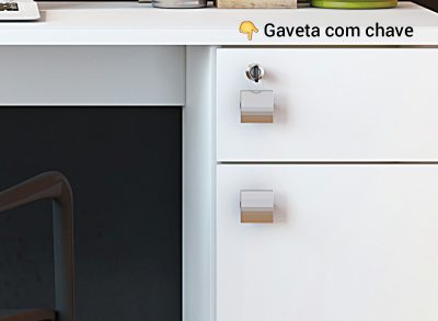 Escrivaninha com Gaveta, Chave e Rodinhas 10x de R$ 69,90 - Image 3