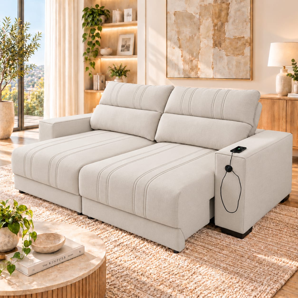 Sofá Retrátil Reclinável 2.30 M com Molas e USB 10x de R$429,90. - Imagem 6