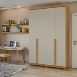 Roupeiro Solteiro 100% MDF 4 Portas 2 Gavetas .