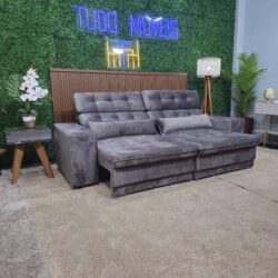 Sofá Retrátil e Reclinável 5 Lugares com 2 Almofadas de Brinde.