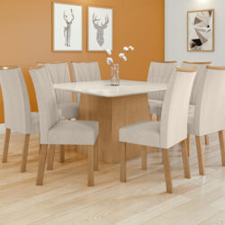 Conjunto de Jantar Mesa Quadrada com 8 Cadeiras