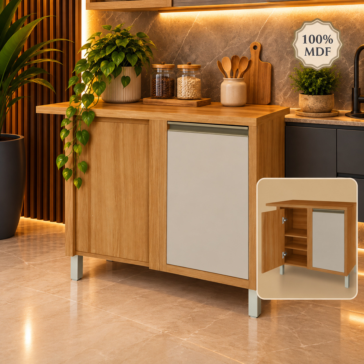 Balcão de Canto para Cozinha 1 Porta Baronesa 100% MDF 10x de R$99,90 - Imagem 2
