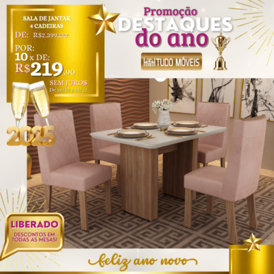 Sala de Jantar 4 Cadeiras 10x de R$ 219,90 - Image 2