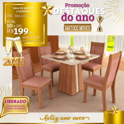 Sala de Jantar 4 Cadeiras 10x de R$ 199,90 - Image 3