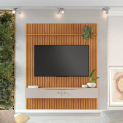 Painel Ripado com Nicho para TV's até 75" com 2 Portas e Suporte para TV 10x de R$