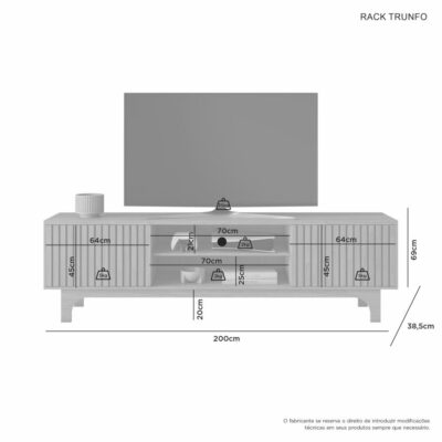 Rack para TV's até 70" com 2 Portas Ripadas 10x de R$ 119,90 - Image 7