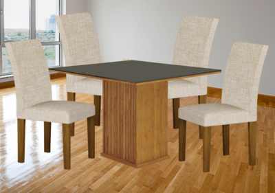 Conjunto de Jantar Mesa com Canto Arredondado e 4 Cadeiras Acolchoadas 10x de R$ 179,90 - Image 10