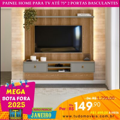 Painel Home para TV até 75" 2 Portas Basculantes 10x de R$ 149,90 - Image 2