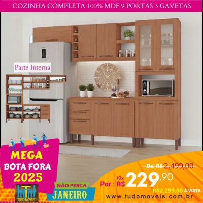 Cozinha Completa 100% MDF 9 Portas 3 Gavetas 10x de R$ 229,90 - Image 4