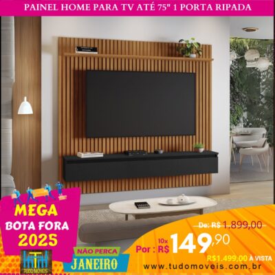 Painel Home para TV até 75" 1 Porta Ripada 10x de R$ 149,90 - Image 3