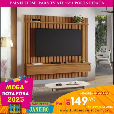 Painel Home para TV até 75" 1 Porta Ripada 10x de R$ 149,90 - Image 2