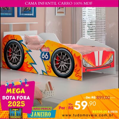 Cama Infantil Carro 100% MDF 10x de R$ 59,90