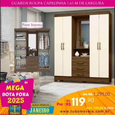 Guarda Roupa Capelinha 1.63 M de Largura 10x de R$ 119,90 - Image 3