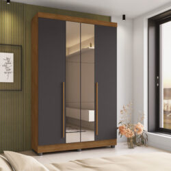 Roupeiro Solteirão 100% MDF com Espelho e 4 Portas