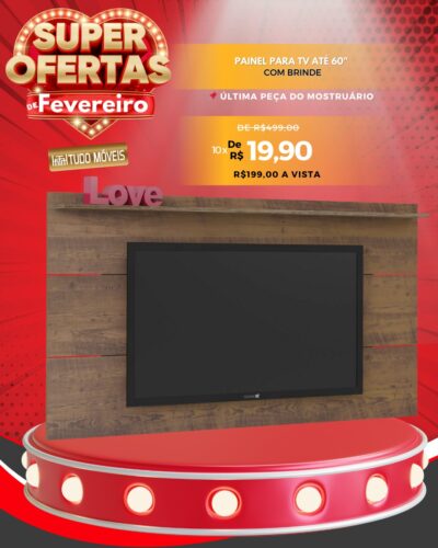 Painel Slim para TV até 60" com Brinde 10x de R$ 19,90