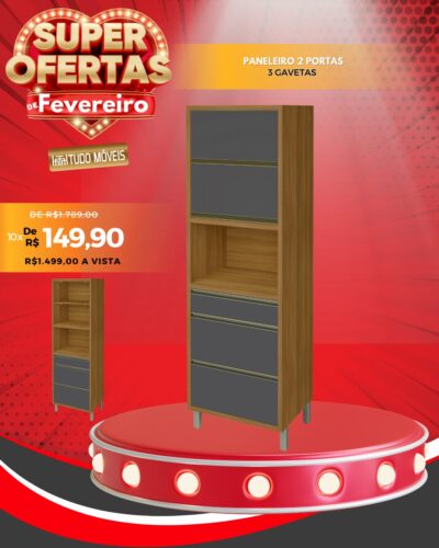 Paneleiro 2 Portas 3 Gavetas 10x de R$ 149,90 - Image 2