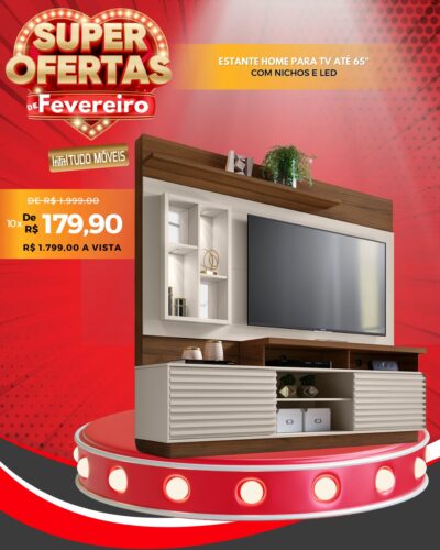 Estante Home para TV até 65" com Nichos e Led 10x de R$ 179,90 - Image 7