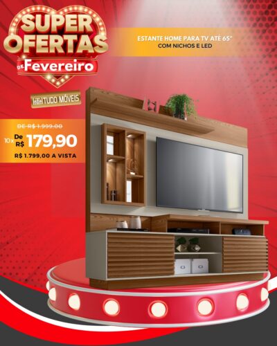 Estante Home para TV até 65" com Nichos e Led 10x de R$ 179,90 - Image 6