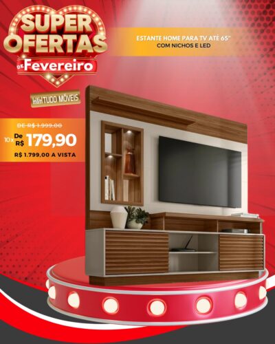 Estante Home para TV até 65" com Nichos e Led 10x de R$ 179,90 - Image 8