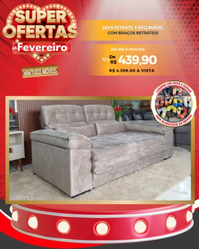 Sofá Retrátil e Reclinável com Braços Retráteis 10x de R$ 439,90 - Imagem 4