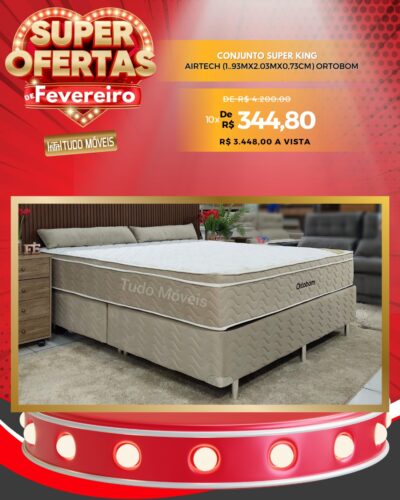 Conjunto Super King Airtech (1.93Mx2.03Mx0,73CM) Ortobom 10x de R$ 344,80