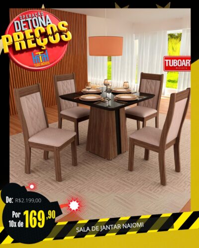 Sala de jantar naomi por apenas 10x de R$169,90