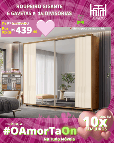 Roupeiro vicenza por apenas 10x de R$ 439,90 sem juros no cartão