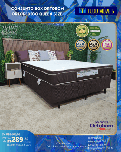 Conjunto Colchão Fit Ortopédico + Base Sommier Queen Size 10x de  R$289,80