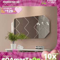 Espelho Decorativo Moderno 3D por apenas 10x de R$129,90 sem juros no cartão