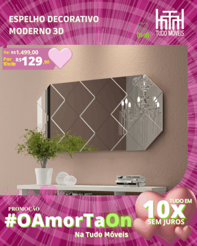 Espelho Decorativo Moderno 3D por apenas 10x de R$129,90 sem juros no cartão