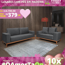Conjunto de Sofá 2 e 3 Lugares com pés em Madeira por apenas 10x de R$ 379,90 sem juros no cartão