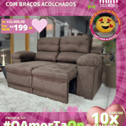 Sofá Retrátil e Reclinável com Almofada por apenas 10x de R$ 199,90 sem juros no cartão