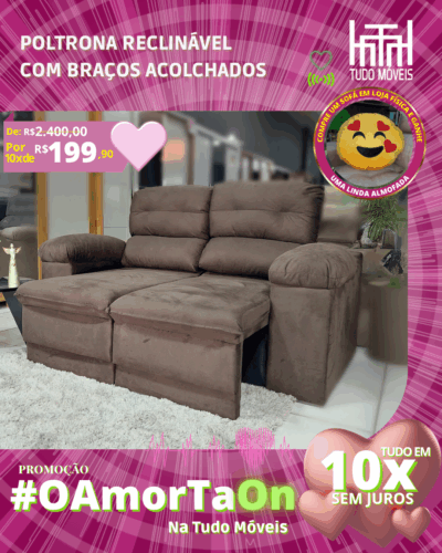 Sofá Retrátil e Reclinável com Almofada por apenas 10x de R$ 199,90 sem juros no cartão