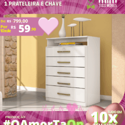 Cômoda triunfo por apenas 10x de R$ 59,90 sem juros no cartão