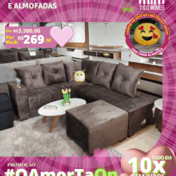 Sofá de Canto com Puff por apenas 10x de R$ 269,90 sem juros no cartão