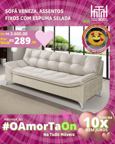 Sofá Veneza por apenas 10x de R$ 289,90 sem juros no cartão