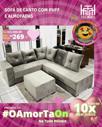 Sofá de Canto com Puff por apenas 10x de R$ 269,90 sem juros no cartão - Imagem 2