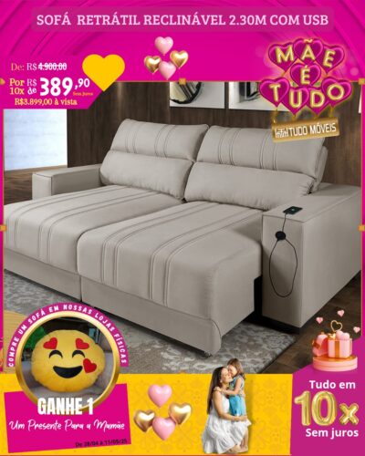 Sofá caribe de R$4.900,00 Por apenas 10x de  R$389,90 sem juros no cartão