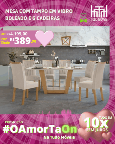 Mesa de Jantar 6 Cadeiras por apenas 10x de R$ 389,90 sem juros no cartão