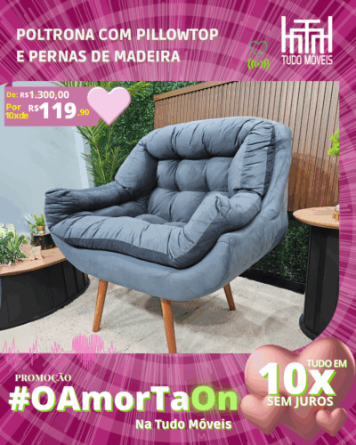 Poltrona com Pillowtop e Pernas de Madeira por apenas 10x de R$119,90 sem juros no cartão - Imagem 3