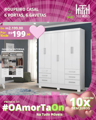 Roupeiro Paris 6 portas, 6 gavetas por apenas 10x de R$ 199,90 sem juros no cartão - Imagem 2