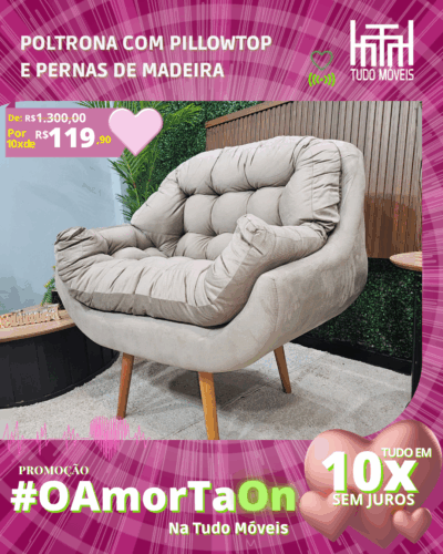 Poltrona com Pillowtop e Pernas de Madeira por apenas 10x de R$119,90 sem juros no cartão - Imagem 4
