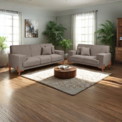 Conjunto de Sofá 2 e 3 lugares com Pés em Madeira Maciça