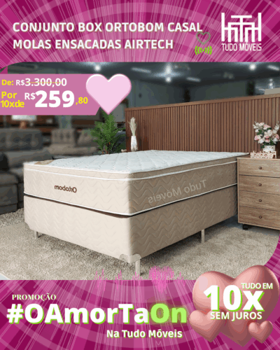 Conjunto Box Ortobom Casal com Molas Ensacadas por apenas 10x de R$ 259,80 sem juros no cartão