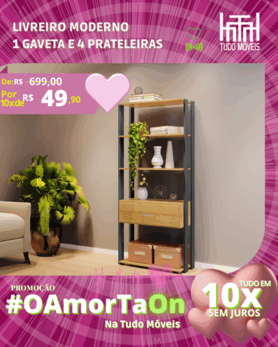 Livreiro Moderno por apenas 10x de R$ 49,90 sem juros no cartão