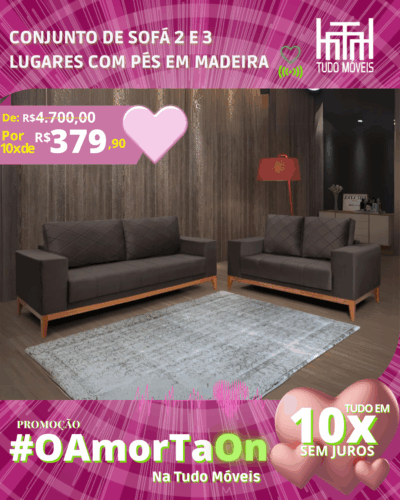 Conjunto de Sofá 2 e 3 Lugares com pés em Madeira por apenas 10x de R$ 379,90 sem juros no cartão - Imagem 2