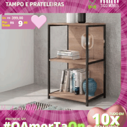 Estante Metálica com Tampo e Prateleiras por apenas 10x de R$ 9,90 sem juros no cartão