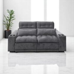 Sófá Retrátil Reclinável com mega Ppillowtop e porta copos 10x de R$359,90 SEM JUROS
