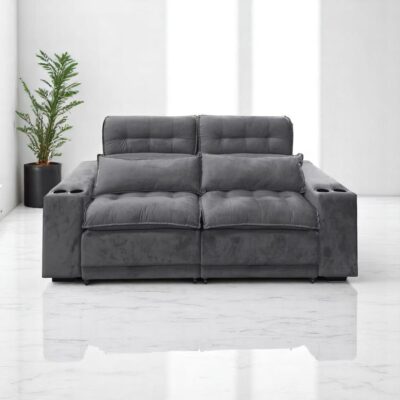 Sófá Retrátil Reclinável com mega Ppillowtop e porta copos 10x de R$359,90 SEM JUROS