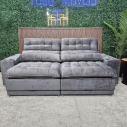 Sófá Retrátil Reclinável com mega Pillowtop e porta copos